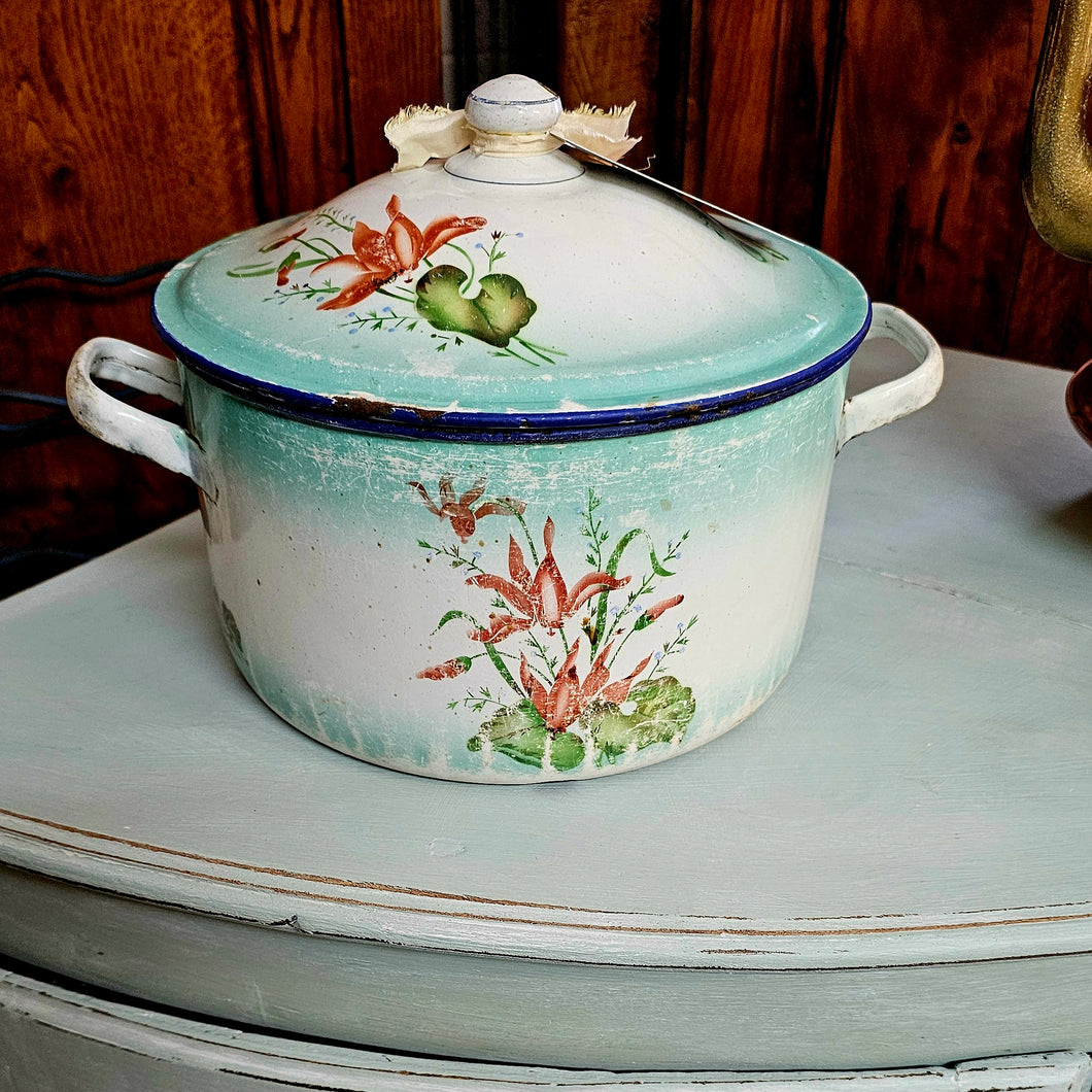 Antique enamel casserole