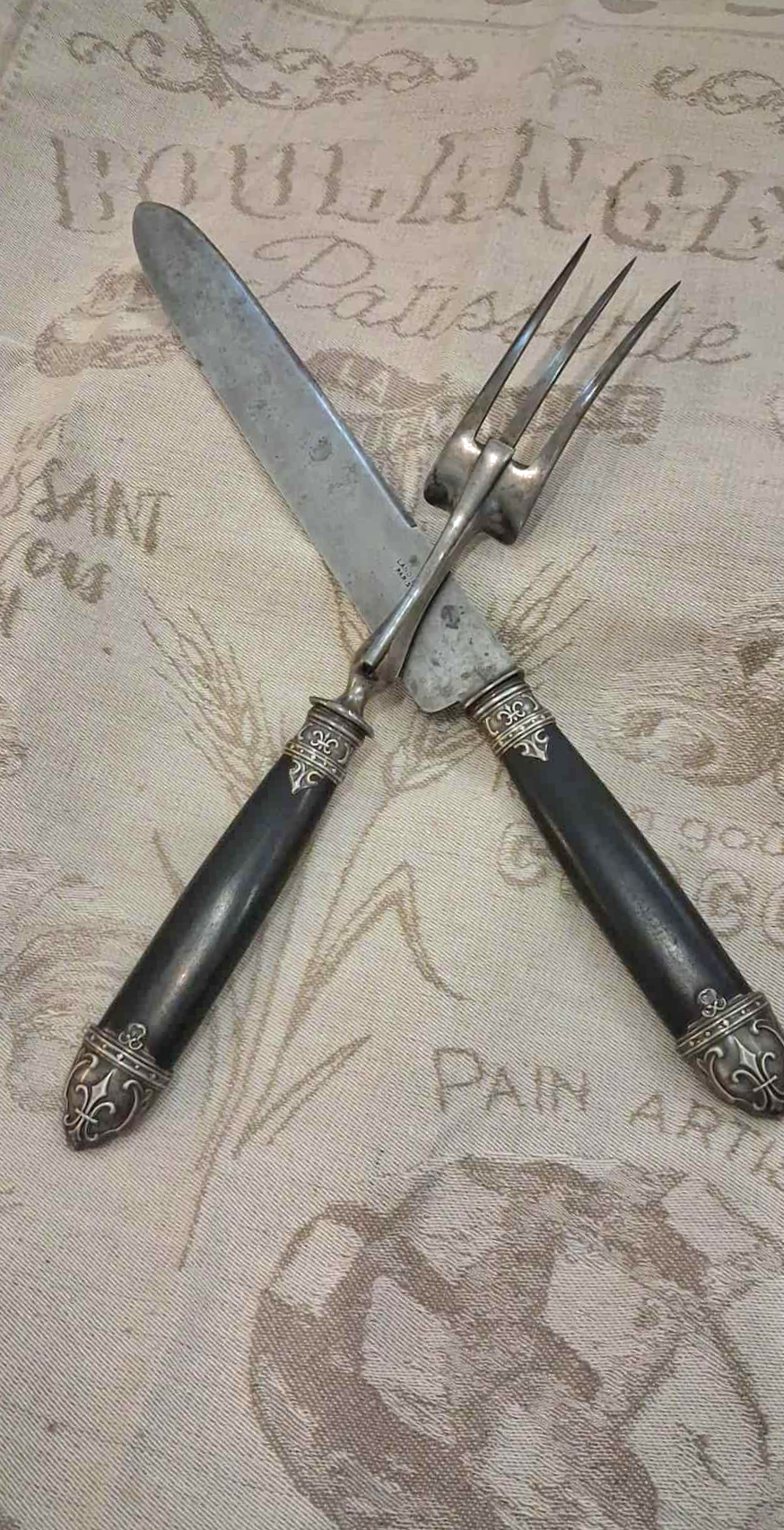 Landier Paris antique carving set
