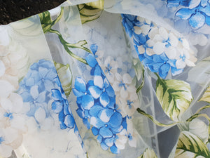 Blue hydrangeas organza tablecloth