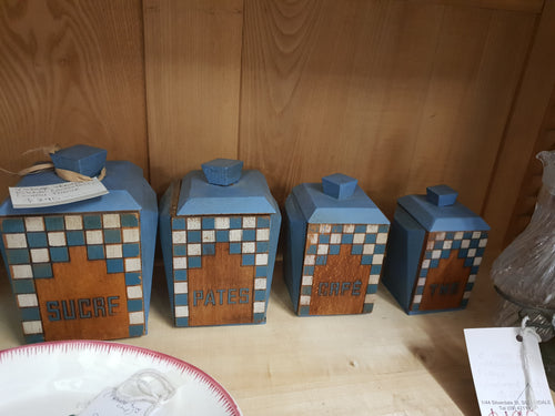 Vintage wooden canisters, France